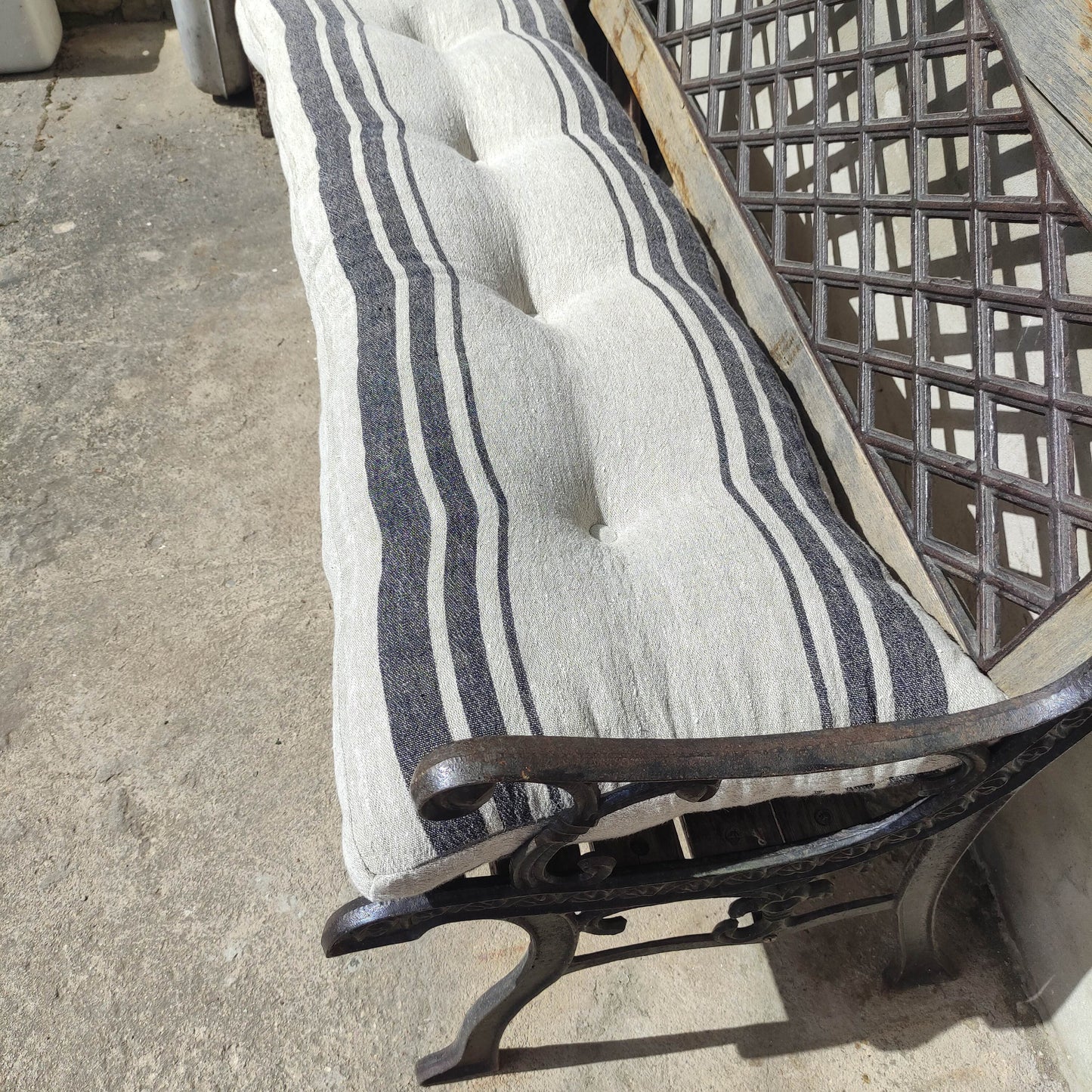 Bänkdyna i specialstorlek i säcklinne, fönsterdynor, handgjord kudde för lerrum, inbyggd sittdyna för kök