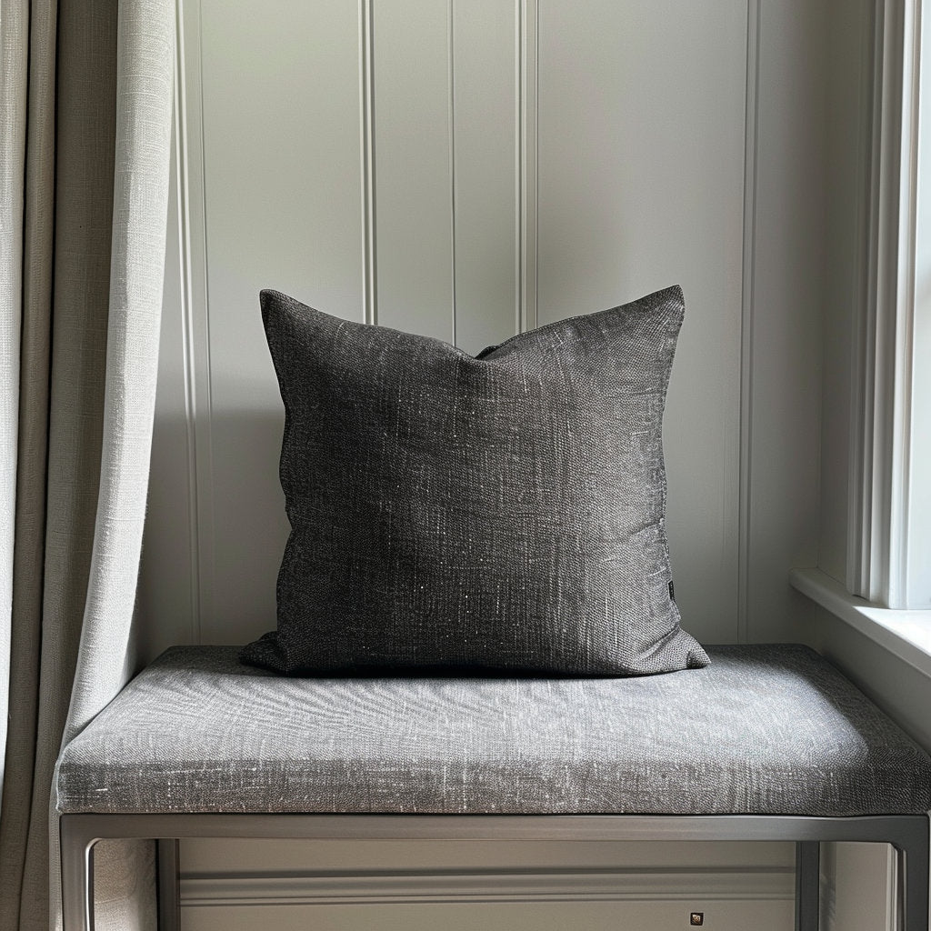 Bench cushion in linen in custom size, Window seat cushions, Custom Chair seat pad with removable cover