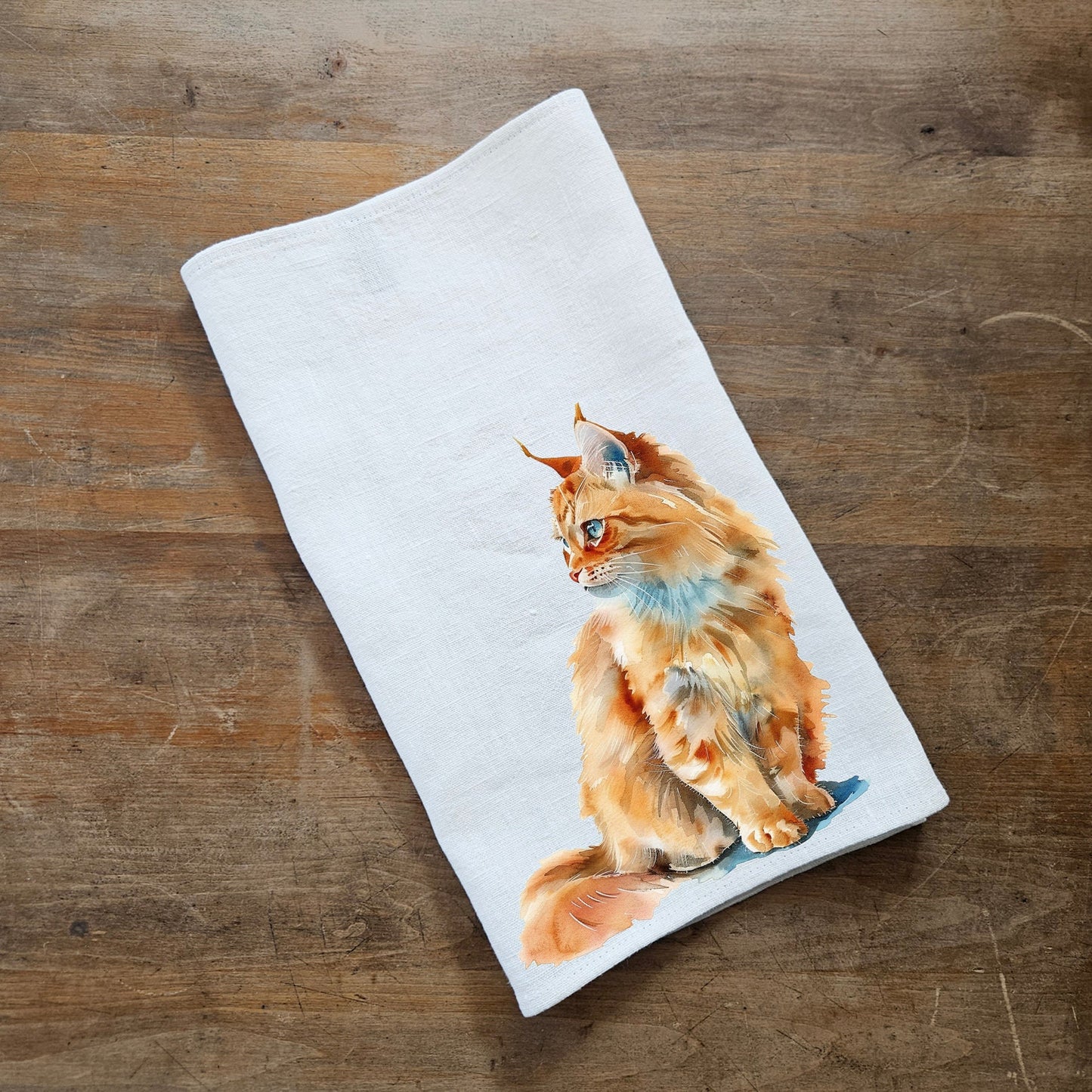 Cat kitchen Towel in linen, hand Towels Tea in linen, pets Dish Towel Kitchen Décor Tea Towel in linen