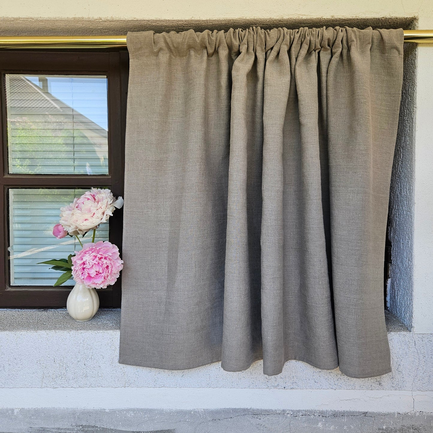 Curtains 100% Linen PREWASHED in navy blue, window panel kitchen Living room farmhouse curtains, grain sack flax Bedroom window panel