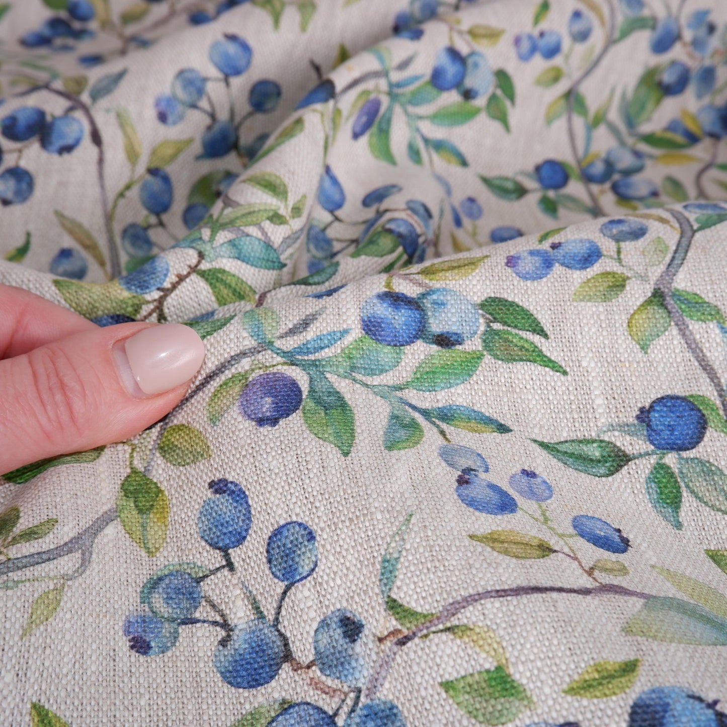 Linen foral tablecloth with blueberry print - floral tablecloth arts and crafts movement tablecloth Victorian style