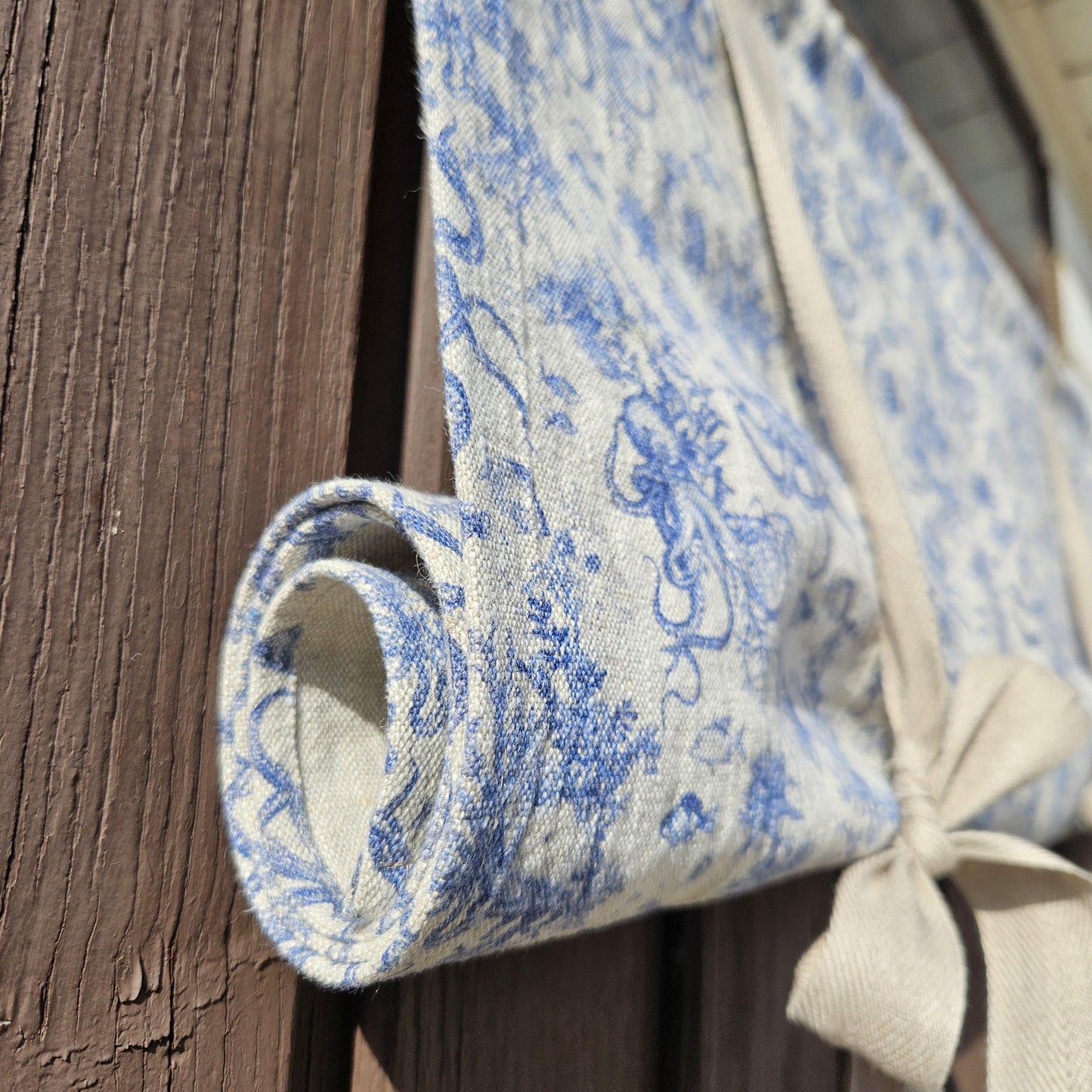 Linen curtains valance with tie up Octopus print -  Nautical farmhouse kitchen door curtains  in custom size with print