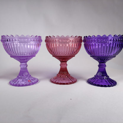 Marimekko bowl, Mariskooli, littala - yellow, red, brown, clear glass, garnet red, pale pink, amethyst, pale lillac, matt glass