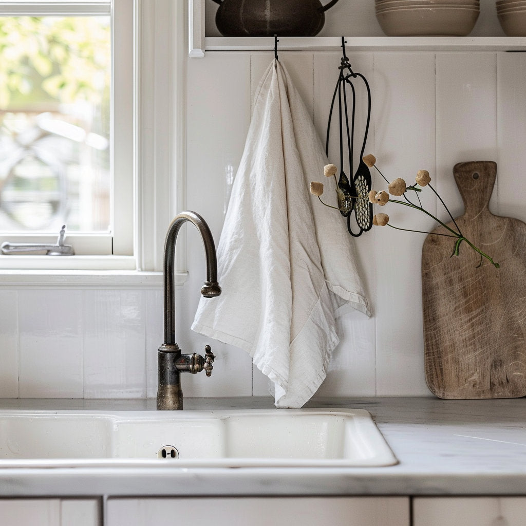 Linen kitchen towel in mustard, guest linen towel, tea linen towels