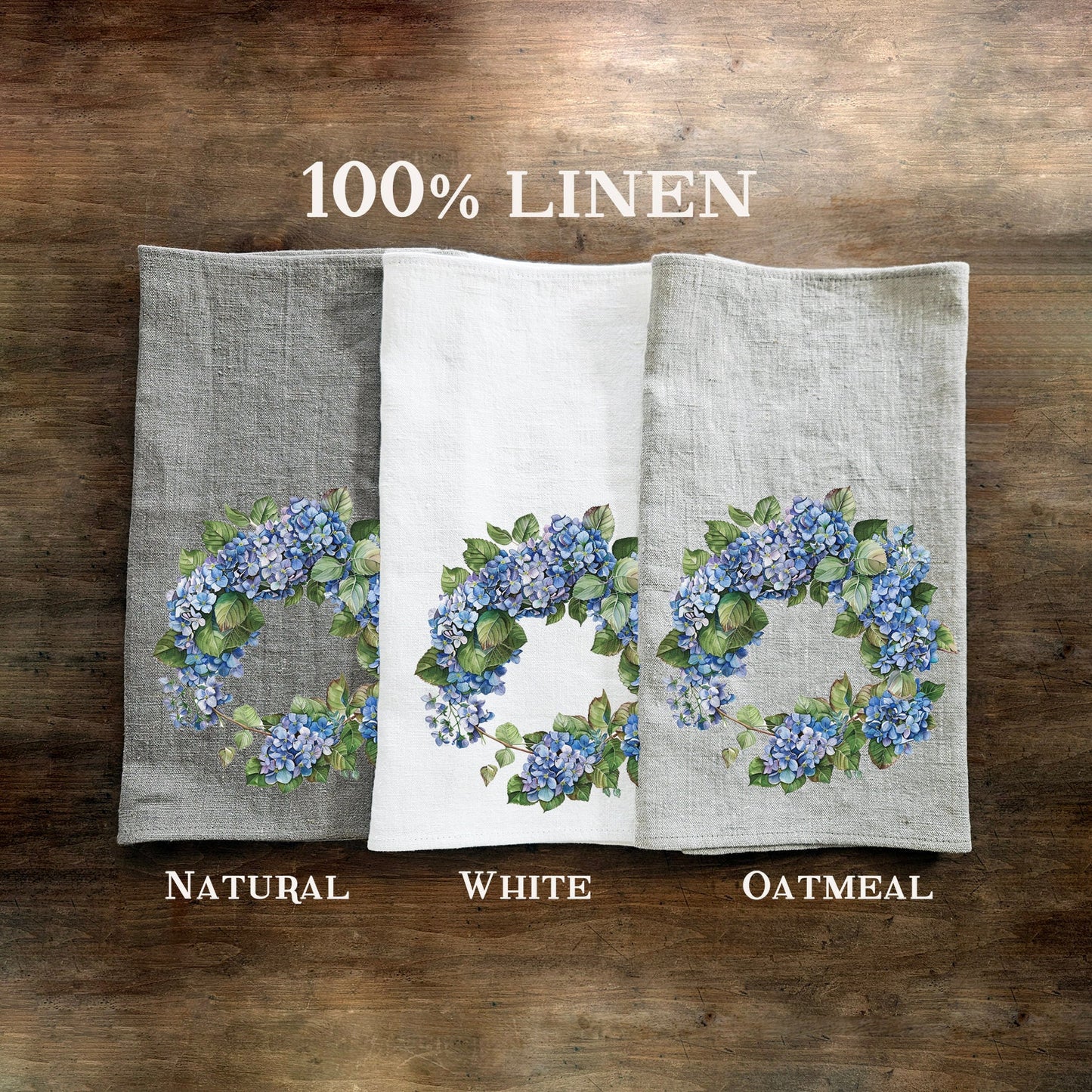 Hydrangea Tea Towel in linen, floral Hand Towels Tea, botanical Floral Dish Towel, Floral Kitchen Décor Tea Towel