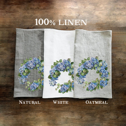 Hydrangea Tea Towel in linen, floral Hand Towels Tea, botanical Floral Dish Towel, Floral Kitchen Décor Tea Towel