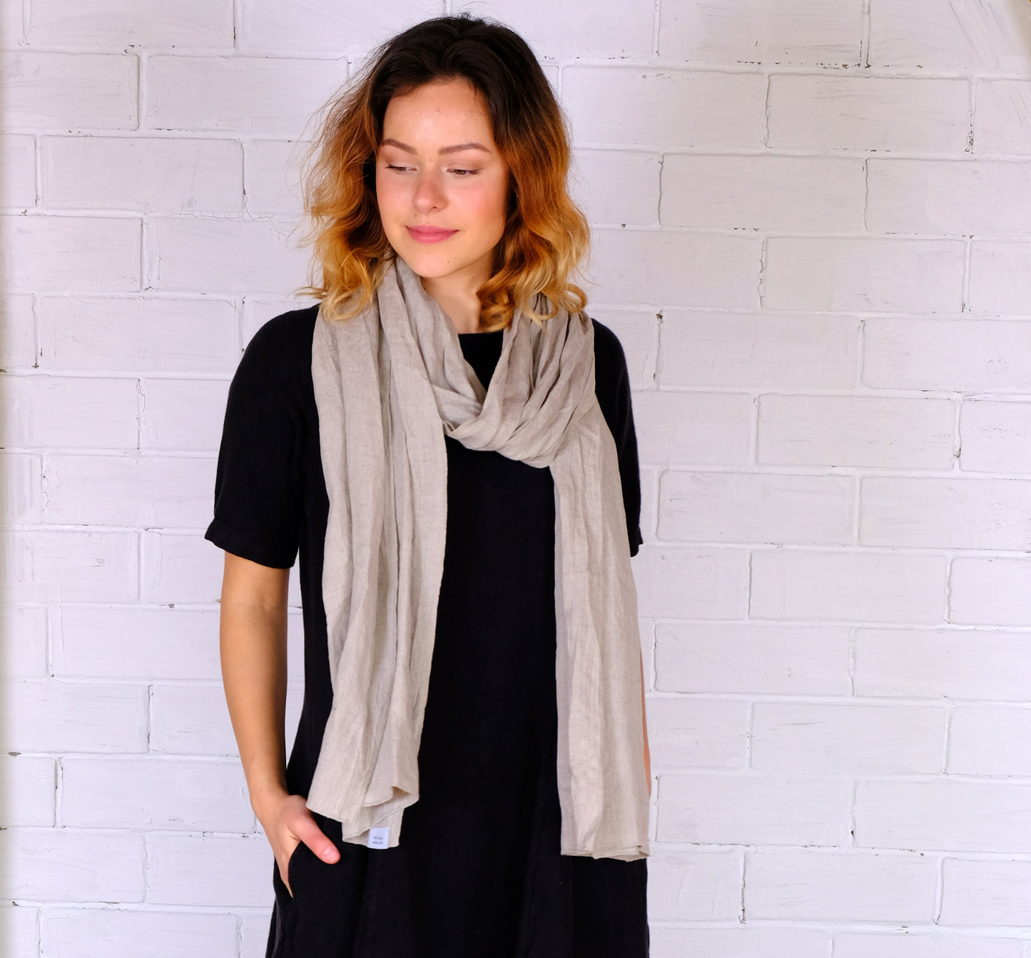 Linen Scarf - organic unisex for men or women - Gift ideas Pure linen Natural flax
