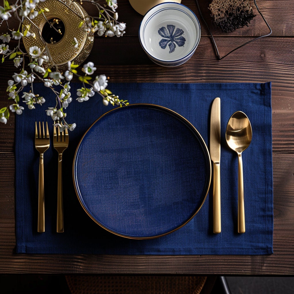Linen placemats in black, Washable linen placemats, Natural linen placemats for Holiday table decor, Handmade placemats, Placemats set.