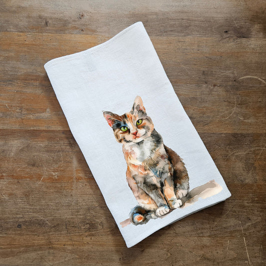 Cat kitchen Towel in linen, hand Towels Tea in linen,  pets Dish Towel  Kitchen Décor Tea Towel in linen