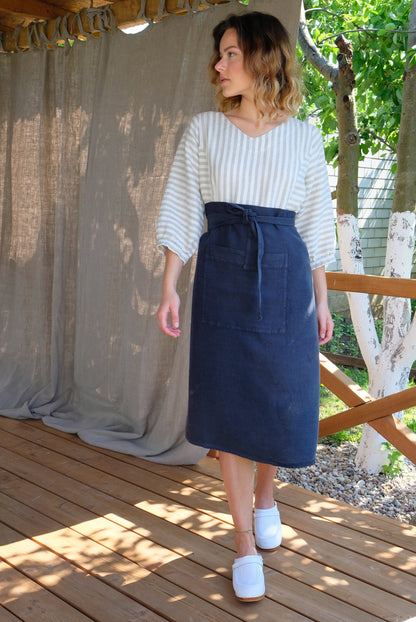 Garcon apron 100% Heavy and Medium Weight Linen. Softened Gardening Kitchen Apron Handmade. Daily life apron