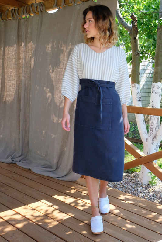 Garcon apron 100% Heavy and Medium Weight Linen. Softened Gardening Kitchen Apron Handmade. Daily life apron