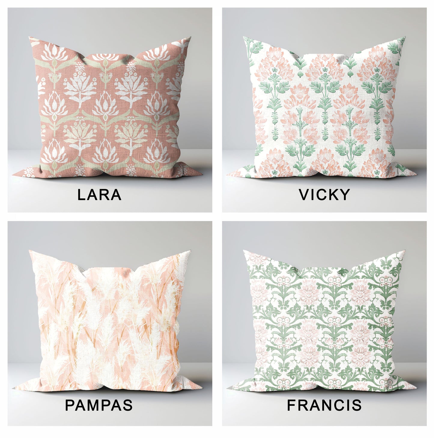 Modern linen Floral Pillow Cover in blush pink, pink Boho Pillow block print on linen, Coutryhome block printed pillow in European flax