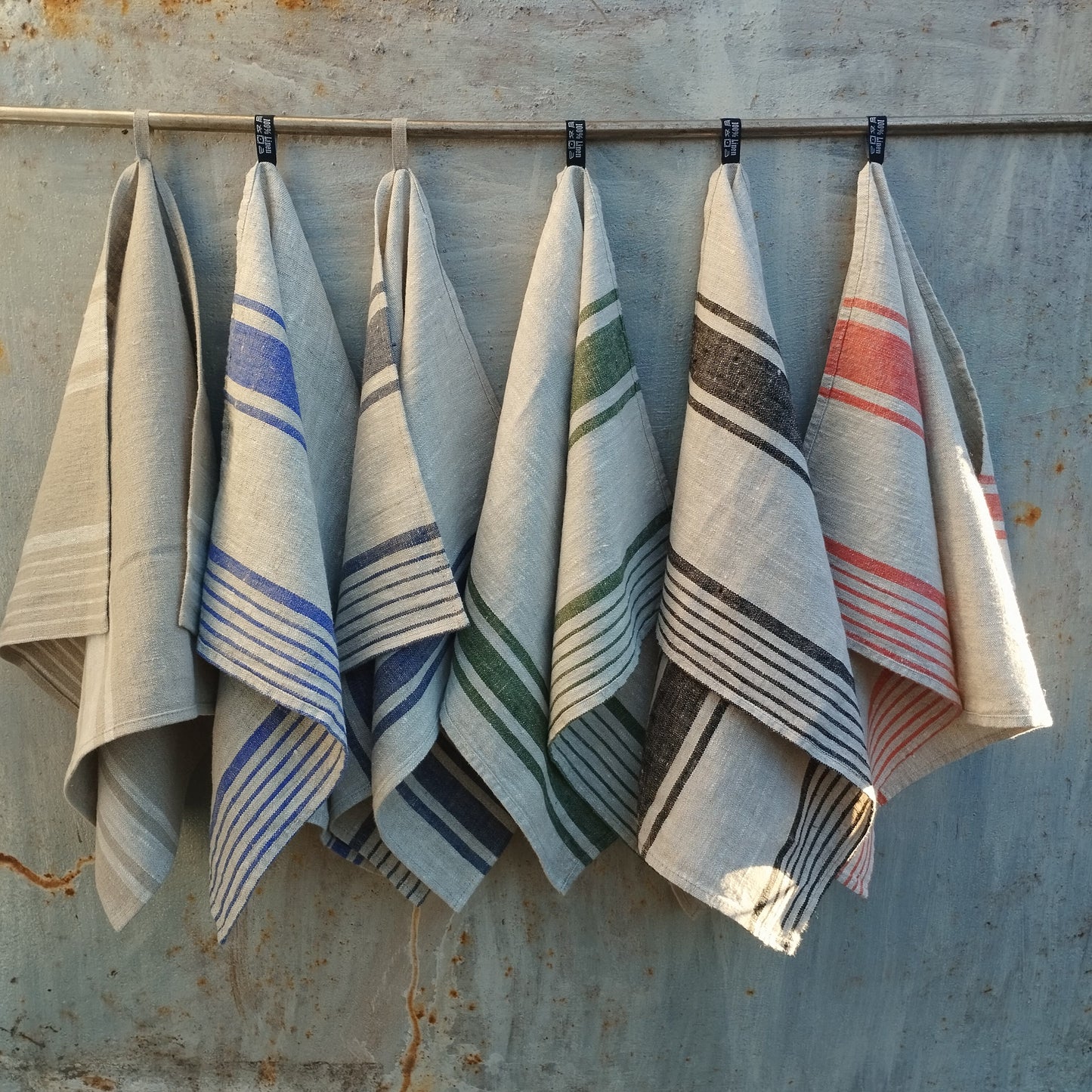 French striped linen towels, Farmhouse linen kitchen towels, Sauna Spa linen towels, Thick linen ttea towels, Natural linen hand towels