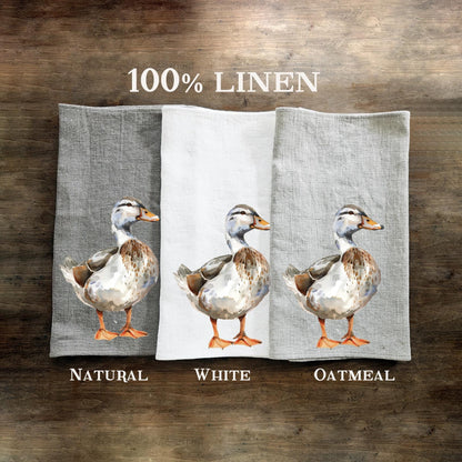 Duck Tea Towel in linen, Farm hand Towels Tea in linen, pets Dish Towel  Kitchen Décor Tea Towel in linen