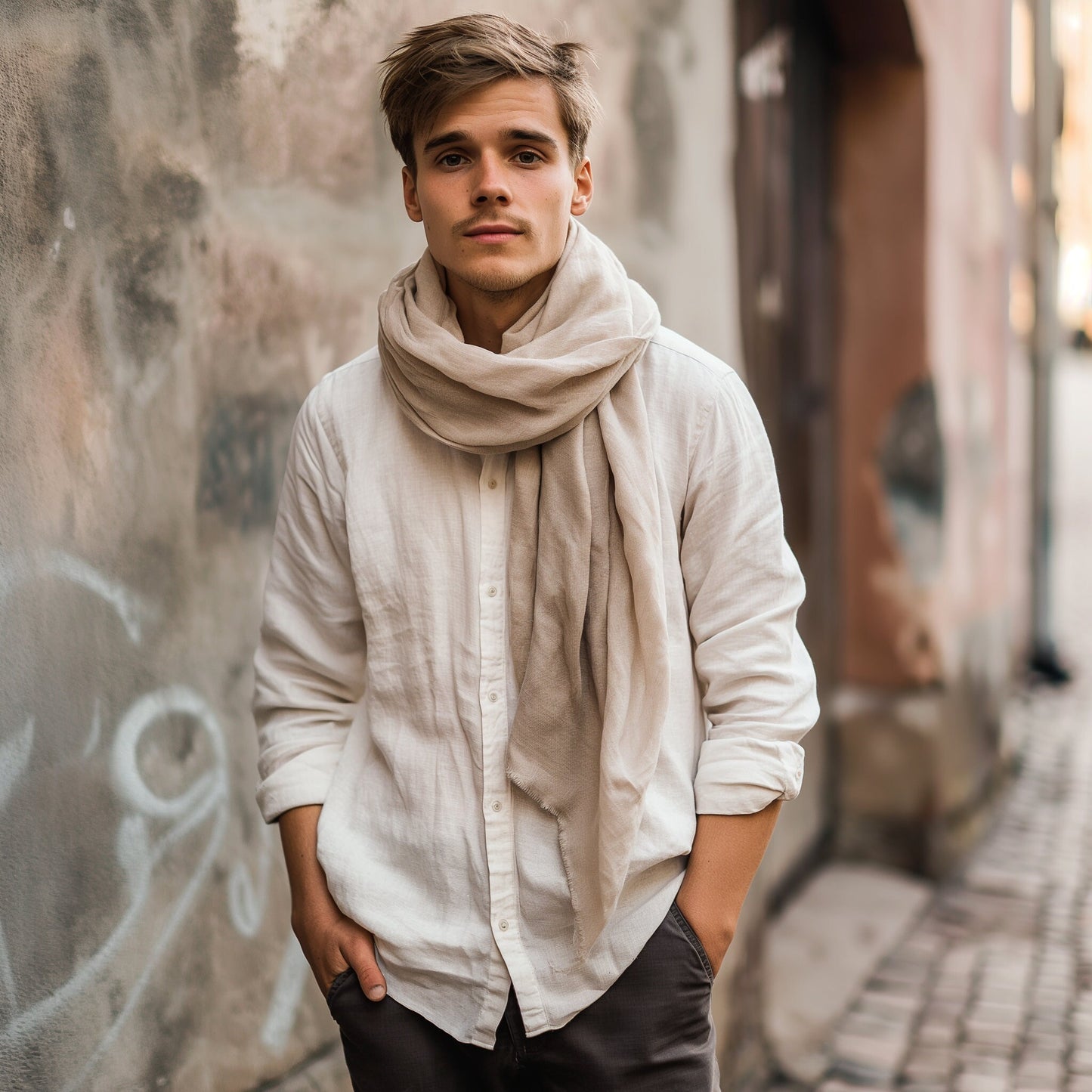 Linen Scarf in yellow or others 40 colors, organic pure linen scarf unisex for men or women. Gift ideas Pure linen Natural flax