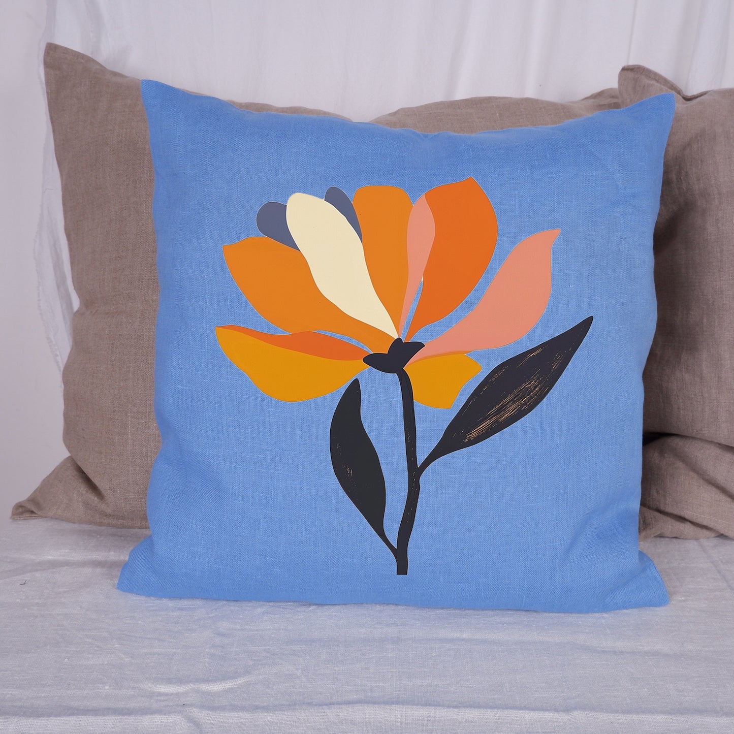 SALE LINEN Cushion cover Modern Contemporary art, decorative linen pillow cover , Boho Summer decor Cushion Housewarming Gift