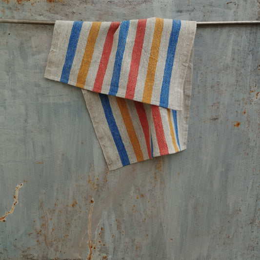 Linen towel Stonewashed STRIPEN  - heavy soft flax fabric hand towel, kitchen Dish towel in stripes
