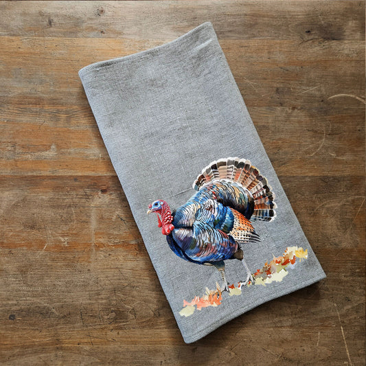 Turkey Tea Towel in linen, Farm hand Towels Tea in linen,  pets Dish Towel  Kitchen Décor Tea Towel in linen Thanksgiving