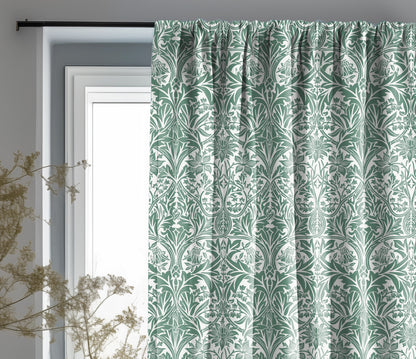 William Morris Curtain Panel Bluebell in green, Floral Botanical Blue Print  Curtain Panels,  Curtains for living room
