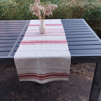 Linen runner - french sack linen. Rustic striped linen Cottage farmhouse coutry style linen. Stonewashed. 100% linen Burlap