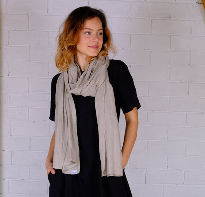 Linen Scarf - organic unisex for men or women - Gift ideas Pure linen Natural flax