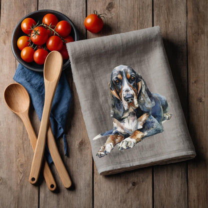 dog Tea Towel in linen, Dog lovers Hand Towels Tea, Farmhouse Dish Towel,  Kitchen Décor Tea Towel
