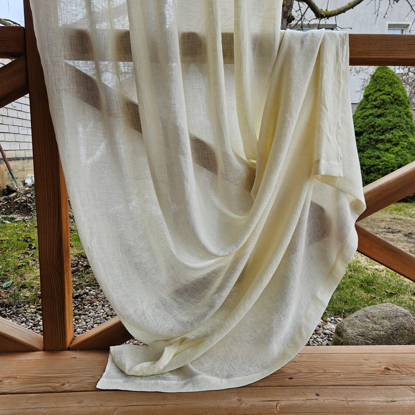 Sheer Linen Curtains, 100% linen Extra Long Curtains, Linen Curtains with rod pocket, yellow PREWASHED Sheer window panel