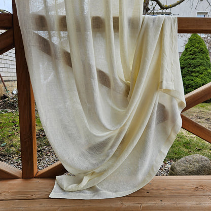 Sheer Linen Curtains, 100% linen Extra Long Curtains, Linen Curtains with rod pocket, yellow PREWASHED Sheer window panel