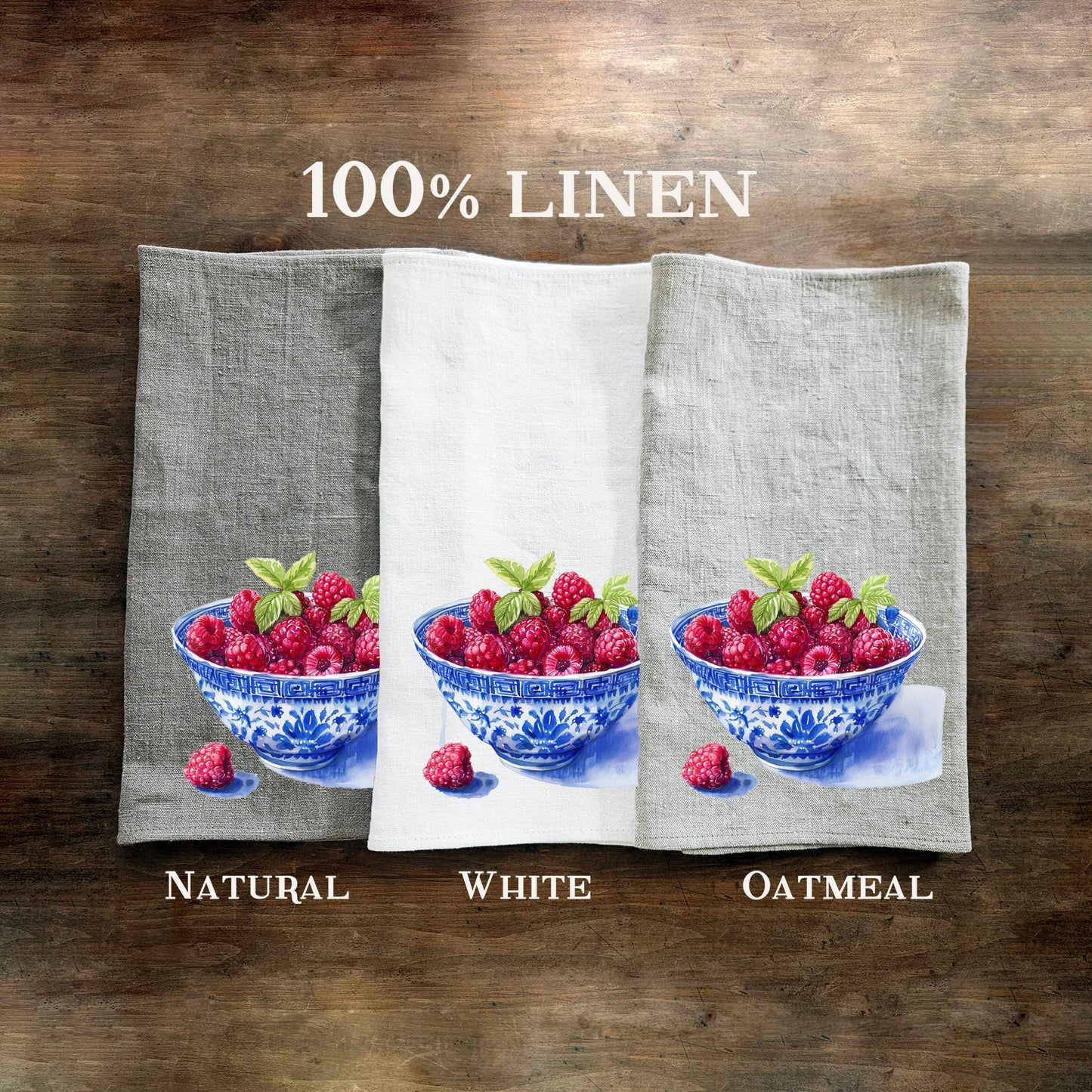 Raspberry bowl Tea Towel in linen, Chinoise bowl Hand Towels Tea in linen, berry linen Dish Towel, Holiday Kitchen Décor Tea Towel in linen