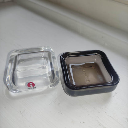 Iittala: VITRIINI Series -  Small Jewelry Box - clear brown glass jewelry box Finnish design Vintage