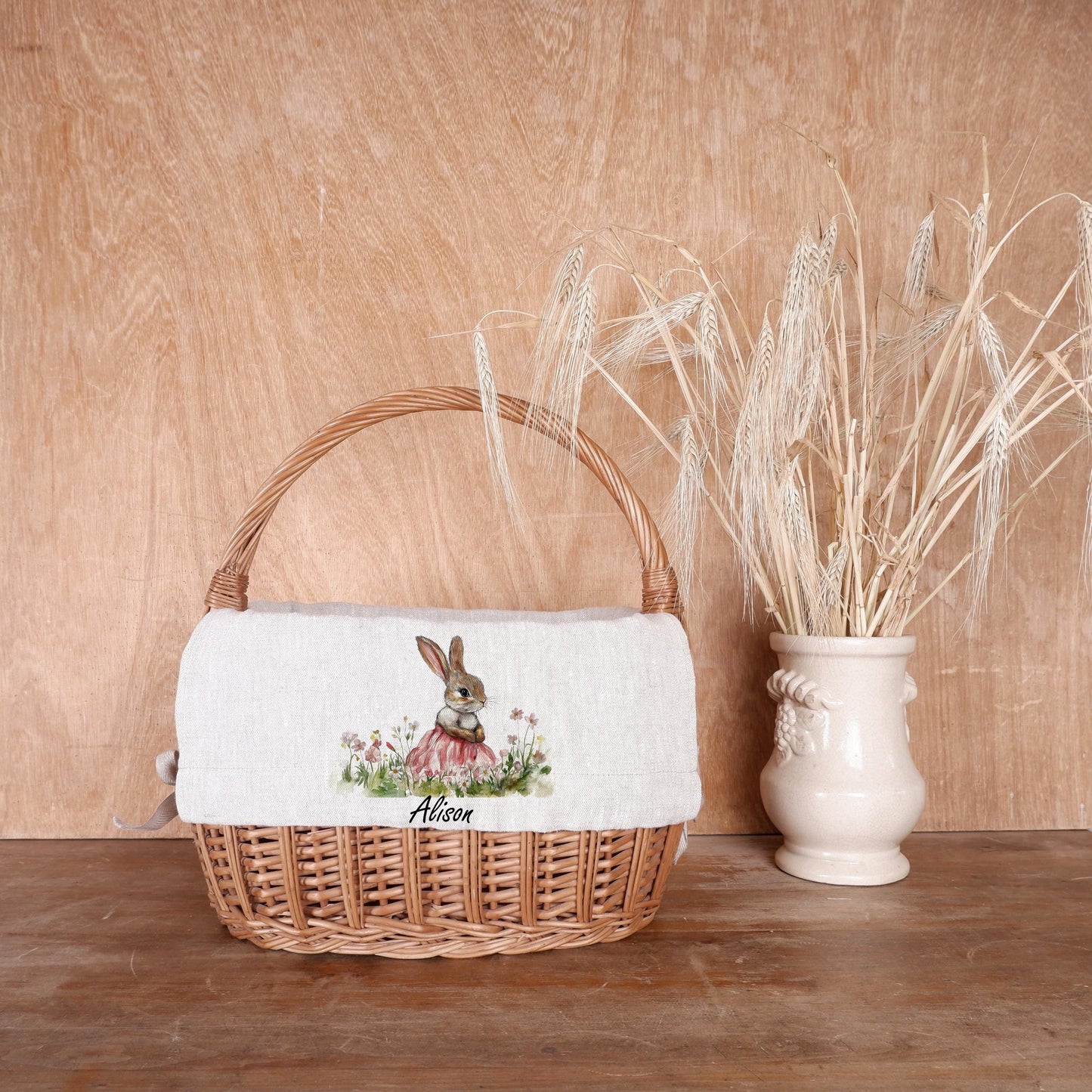Bunny Personalized Basket Liner with monogram - Customized Easter Basket Liner  - Girl or Boy  Easter Basket Liner Rabbit