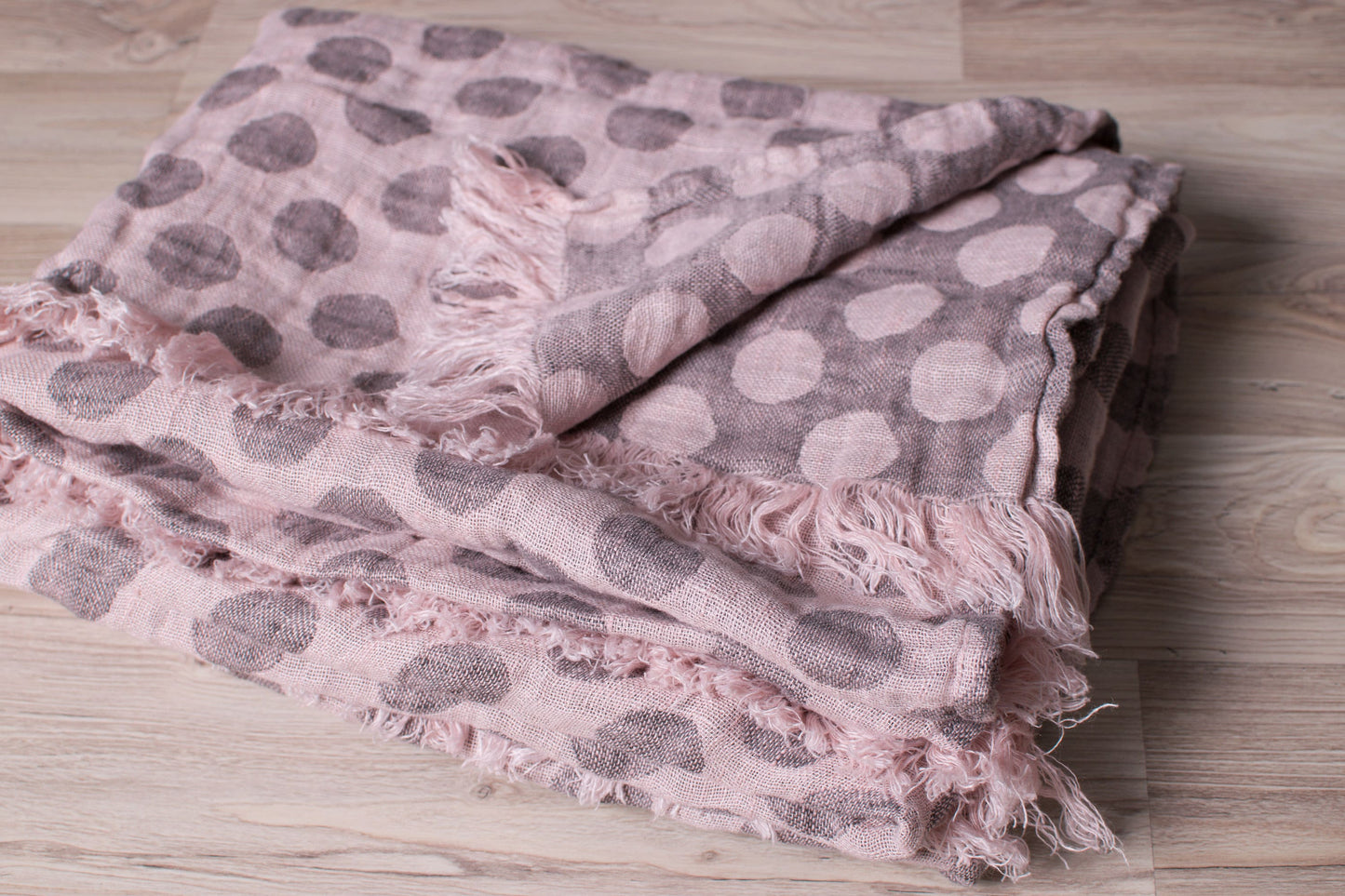 Stonewashed Polka dot pink coffe Blancket Bedspread Bed Cover  Throw Alwayslovelinen 100% Linen Lovelinen