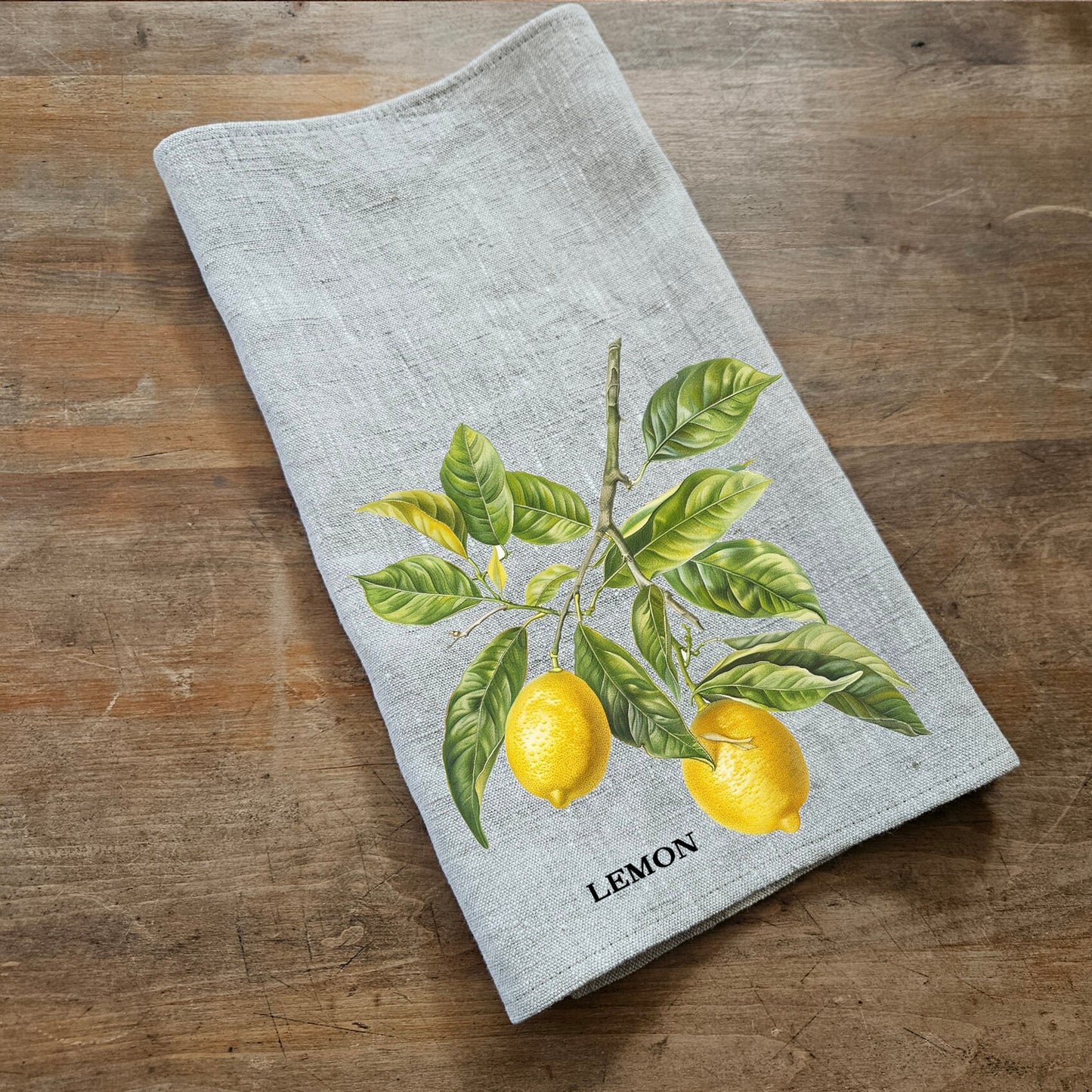 Lemon fruit tree Tea Towel in linen, Botanical hand Towels Tea in linen, Citrus Dish Towel  Kitchen Décor Tea Towel in linen