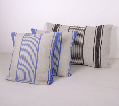 Striped pillowcase in french stripes linen in custom size, standard queen king body euro sham pillow cover. French Provance Cottage style