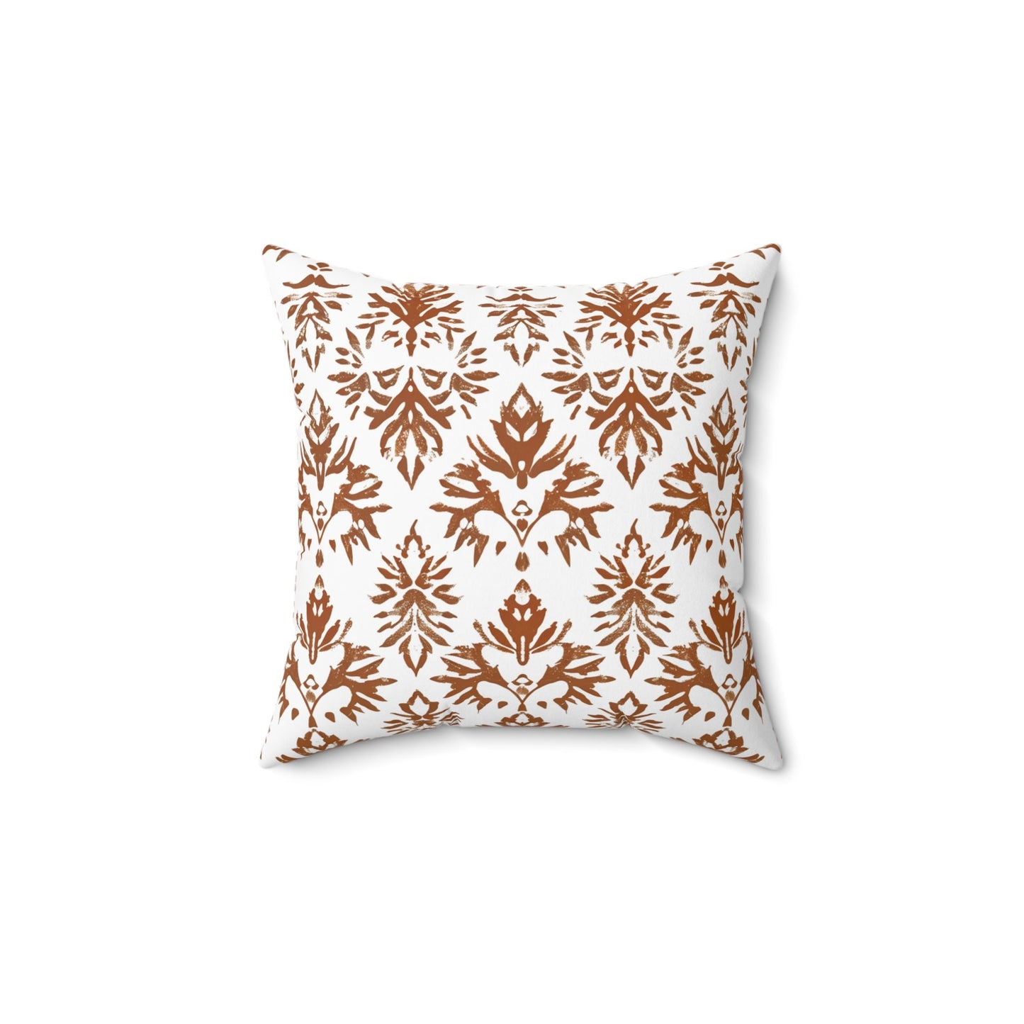 Modern rust linen Floral Pillow Cover, white rust Boho Pillow block print on linen, Coutrynome block printed pillow case in European flax