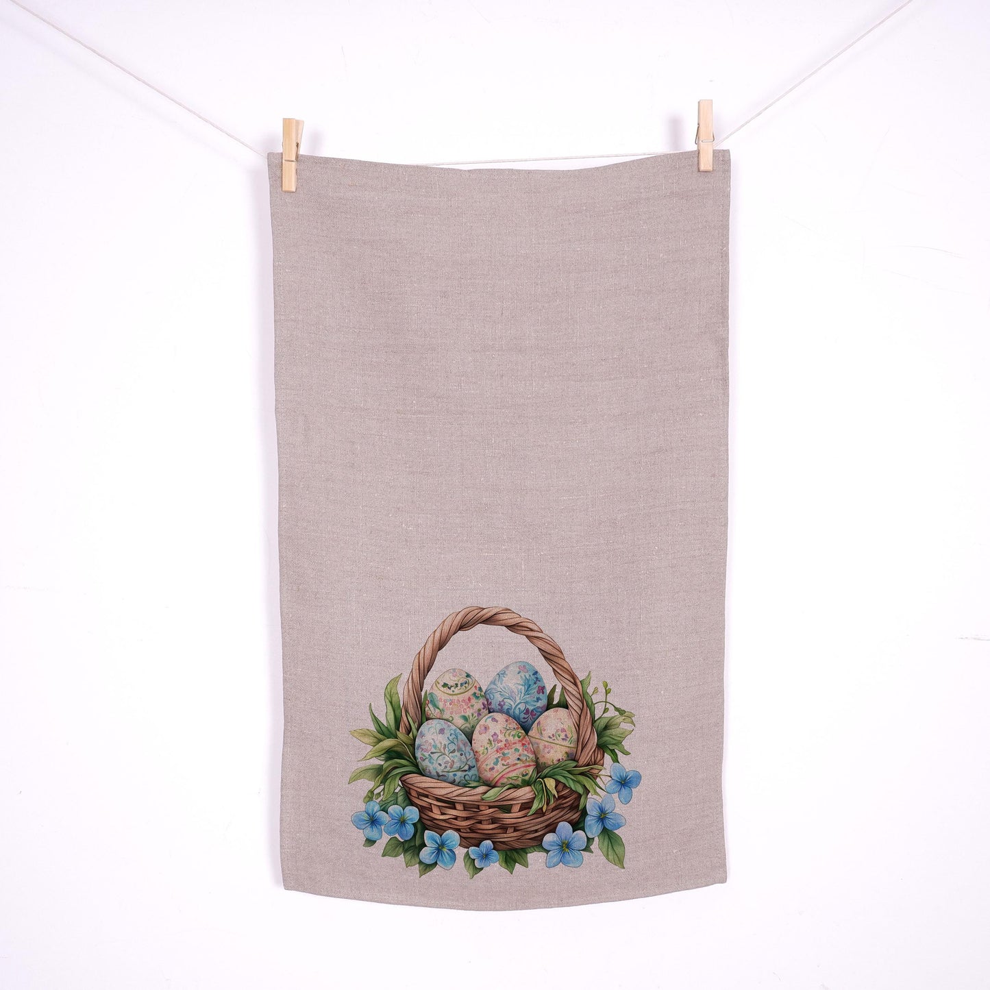 Rabbit kitchen Towel in linen - Easter bunny Hand Towels Tea - Farmhouse Floral Dish Towel - Kitchen Décor Eastern Kitchen Tea Towel