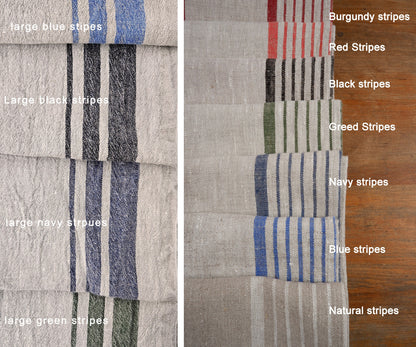 Linen Seat Cushion striped with ties - Striped Chair Pad Pillow - Natural French Style Heavy Weight 100% Linen Fabric