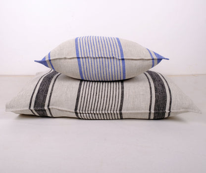 Striped pillowcase in french stripes linen in custom size, standard queen king body euro sham pillow cover. French Provance Cottage style