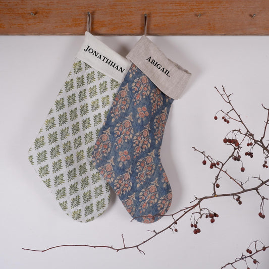 Christmas Decor Stockings Personalized NAME / LINEN Stockings Farmhouse Holiday season Decor / Personalized Stockings Boho Aesthetic