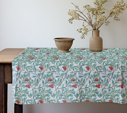 Linen foral tablecloth william Morris Arbutus, arts and crafts movement tablecloth Victorian style
