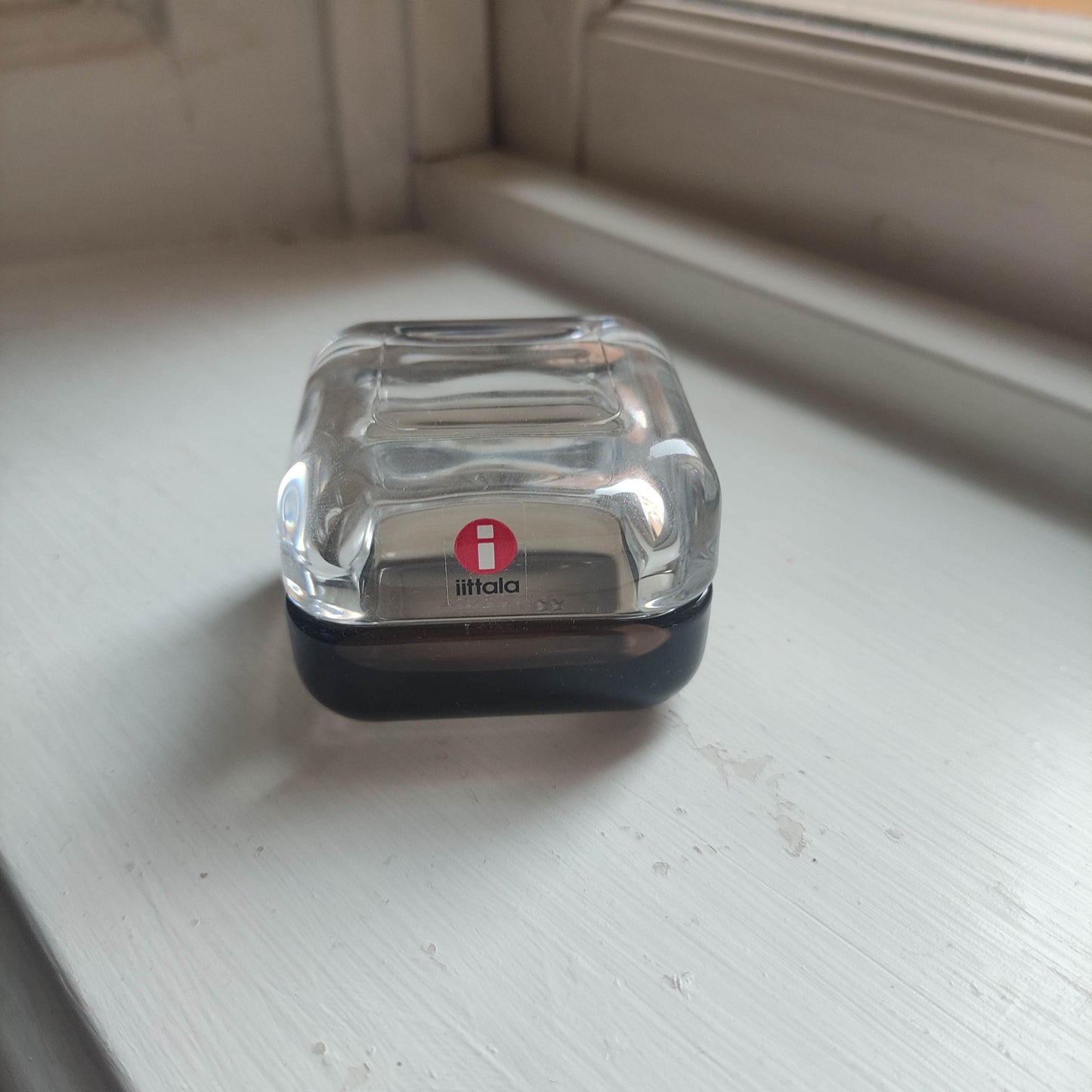 Iittala: VITRIINI Series -  Small Jewelry Box - clear brown glass jewelry box Finnish design Vintage