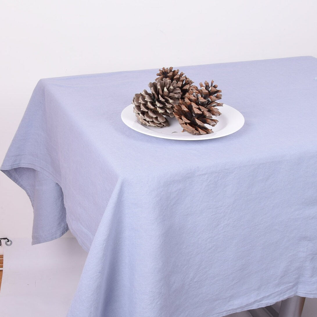 100% Linen tablecloth small squares PREWASHED table cloth rustic rectangle square oval grey black country style Flax