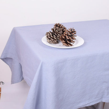 100% Linen tablecloth small squares PREWASHED table cloth rustic rectangle square oval grey black country style Flax