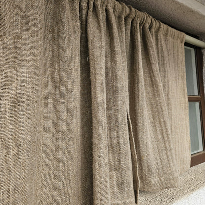 Natural grain sack Cafe Curtains, burlap Farmhous window panel, Living room Cafe Kitchen window curtain custom size