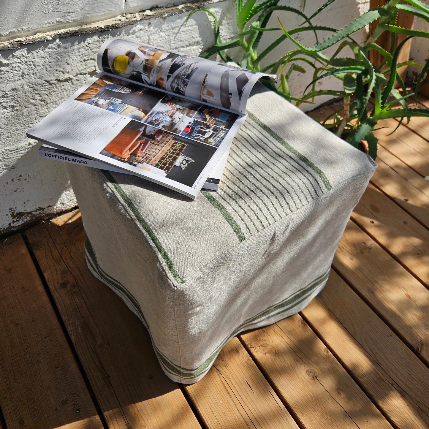 Linen Ottoman slipcover in custom size, natural cover Custom ikea linen cover cube slip cover for bench pouf sofa cover customsize