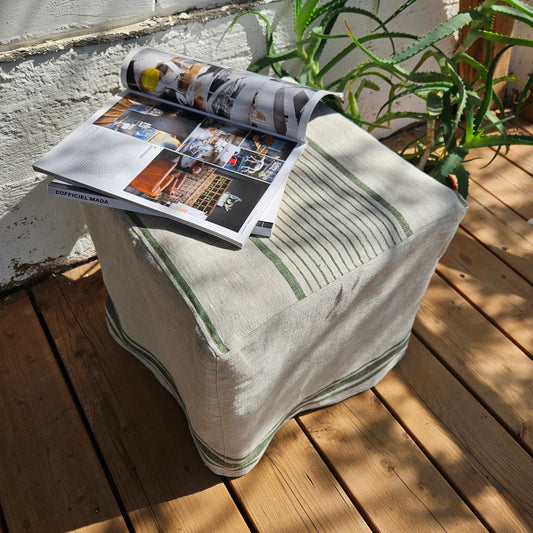 Linen Ottoman slipcover in custom size, natural cover Custom ikea linen cover cube slip cover for bench pouf sofa cover customsize