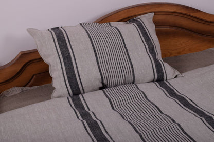 Striped pillowcase in french stripes linen in custom size, standard queen king body euro sham pillow cover. French Provance Cottage style