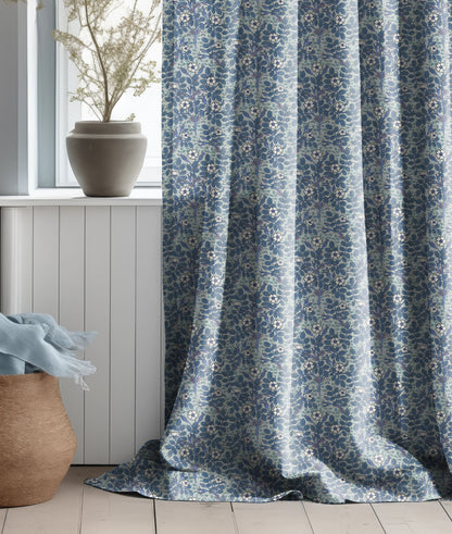 Wildroses Curtain Panel Clover, Maurice Pillard Verneuil Floral blue Print Curtain Panels in custom size, Botanical Curtains for living room