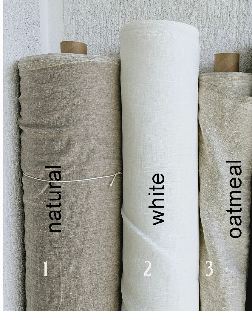 Linen Seat Cushion  with skirt - Striped Chair Pad Pillow - Natural French Style Heavy Weight 100% Linen Fabric