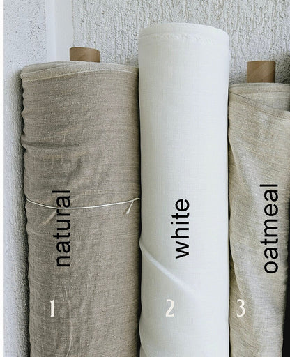 Linen Seat Cushion  with skirt - Striped Chair Pad Pillow - Natural French Style Heavy Weight 100% Linen Fabric